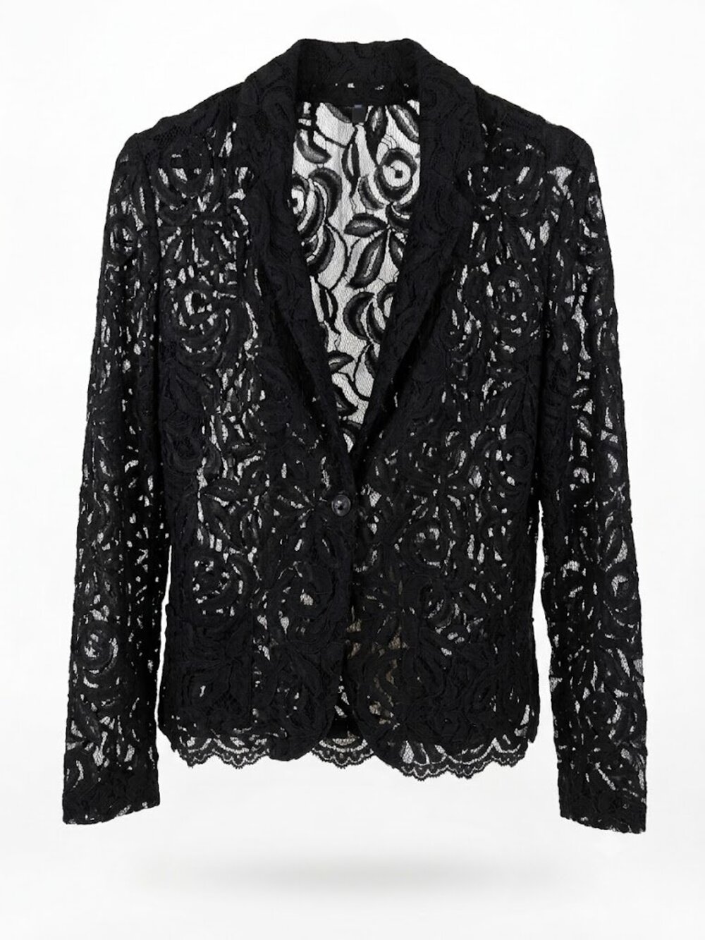 g:21 George Black Floral Lace Single-Button Blazer Jacket Size L